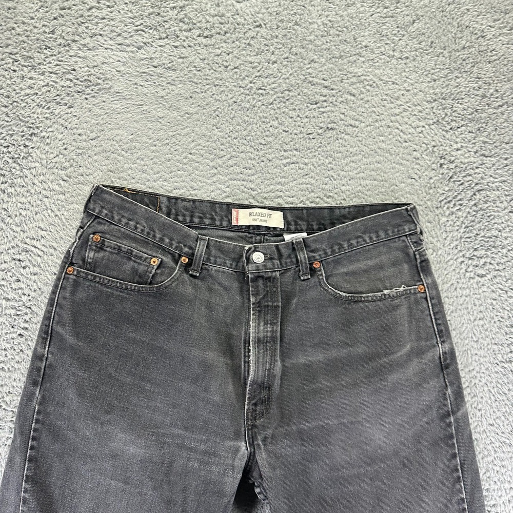 Vintage Levi's 550 Jeans Mens 37x27 Black Cotton Denim Straight Workwear Relaxed - Picture 2 of 12
